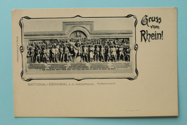Ansichtskarte AK Gruss vom Rhein 1904 National Denkmal Niederwald Feldherrnrelief Architektur Ortsansicht Hessen